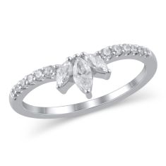 3/8ctw Marquise and Round Diamond White Gold Band | Embrace Collection