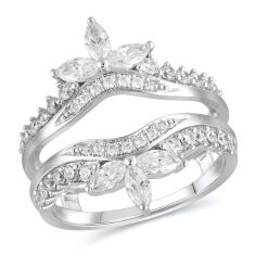 1 1/4ctw Marquise and Round Diamond White Gold Ring Guard - Embrace Collection