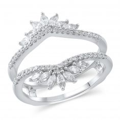 1/2ctw Marquise and Round Diamond White Gold Ring Guard - Embrace Collection