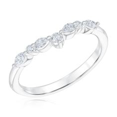 1/4ctw Pear Marquise and Round Diamond Curved White Gold Wedding Band | Embrace Collection