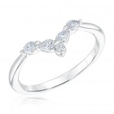 1/4ctw Pear Marquise and Round Diamond Curved White Gold Wedding Band | Embrace Collection