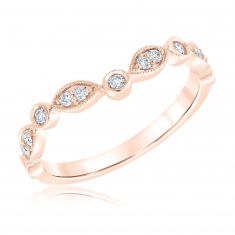 1/5ctw Round Diamond Leaf Curved Rose Gold Wedding Band | Embrace Collection