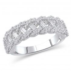 3/4ctw Round and Baguette Diamond Braided White Gold Anniversary Band - Embrace Collection