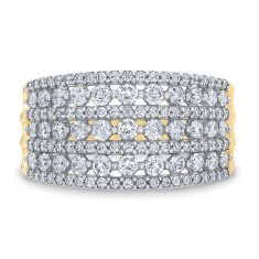 1ctw Round Diamond Multi-Row Yellow Gold Anniversary Ring - Embrace Collection