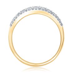 1ctw Round Diamond Multi-Row Yellow Gold Anniversary Ring - Embrace Collection