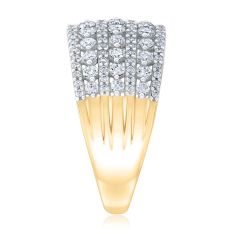 1ctw Round Diamond Multi-Row Yellow Gold Anniversary Ring - Embrace Collection
