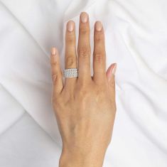 1ctw Round Diamond Multi-Row Yellow Gold Anniversary Ring - Embrace Collection