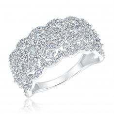 1ctw Diamond Scalloped White Gold Anniversary Ring | Embrace Collection
