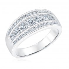 1ctw Round Diamond Three-Row White Gold Anniversary Ring | Embrace Collection