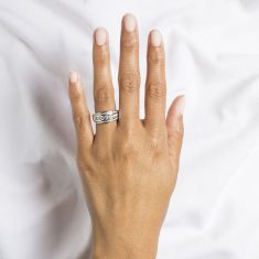 1ctw Round Diamond Three-Row White Gold Anniversary Ring | Embrace Collection