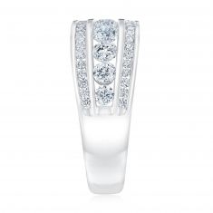 1ctw Round Diamond Three-Row White Gold Anniversary Ring | Embrace Collection