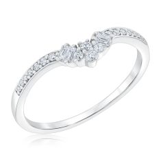 1/5ctw Baguette and Round Diamond Spray White Gold Wedding Band | Embrace Collection