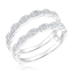 3/8ctw Round Diamond Scalloped White Gold Ring Guard | Embrace Collection
