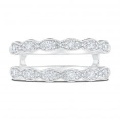 3/8ctw Round Diamond Scalloped White Gold Ring Guard | Embrace Collection