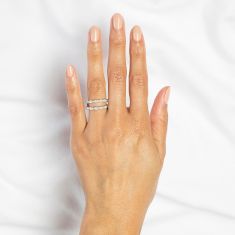 3/8ctw Round Diamond Scalloped White Gold Ring Guard | Embrace Collection