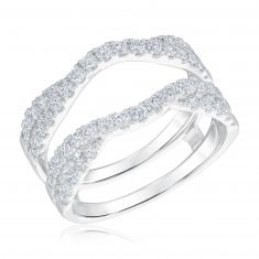 1ctw Round Diamond Twist White Gold Ring Guard | Embrace Collection