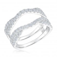 image of 1ctw Round Diamond Twist White Gold Ring Guard | Embrace Collection with sku:20185138