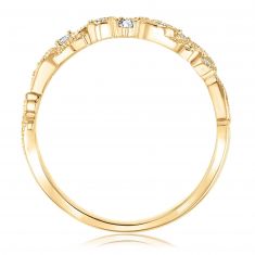 1/10ctw Round Diamond Curved Leaf Yellow Gold Wedding Band | Embrace Collection
