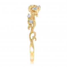 1/10ctw Round Diamond Curved Leaf Yellow Gold Wedding Band | Embrace Collection