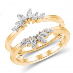 1 3ctw Marquise Diamond Yellow Gold Ring Guard Embrace Collection REEDS Jewelers