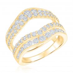 1 3/4ctw Round Diamond Double Row Yellow Gold Ring Guard | Embrace Collection