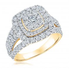 2ctw Cushion Diamond Composite Yellow Gold Engagement Ring | Glow Collection