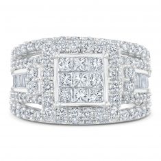 2 1/2ctw Princess Diamond Composite White Gold Engagement Ring | Harmony Collection