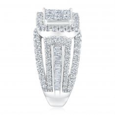 2 1/2ctw Princess Diamond Composite White Gold Engagement Ring | Harmony Collection