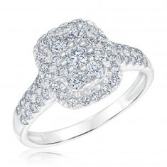 1ctw Cushion Diamond Composite White Gold Engagement Ring | Harmony Collection