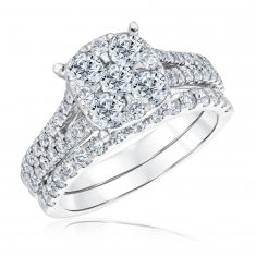 2ctw Diamond Cluster Engagement and Wedding Ring Bridal Set | Harmony Collection