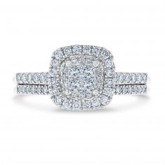 5/8ctw Princess Diamond Multi-Top White Gold Engagement and Wedding Ring Bridal Set | Harmony Collection