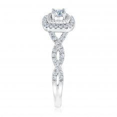 1/2ctw Round Diamond Cushion Frame Twist Band White Gold Engagement Ring | Timeless Collection