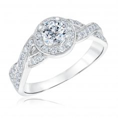 1ctw Round Diamond Halo Twist Engagement Ring | Timeless Collection