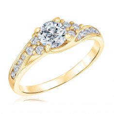 1ctw Round Diamond Yellow Gold Engagement Ring | Timeless Collection