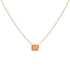 Emerald-Cut Citrine and Yellow Gold Necklace