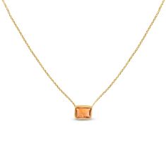 Emerald-Cut Citrine and Yellow Gold Necklace