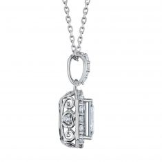 Emerald-Cut Created White Sapphire Sterling Silver Pendant Necklace