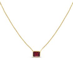 Emerald-Cut Garnet and Yellow Gold Necklace