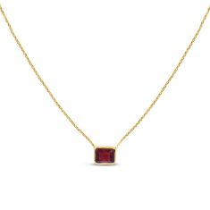 Emerald-Cut Garnet and Yellow Gold Necklace