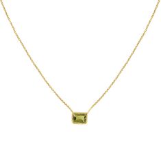 Emerald-Cut Peridot and Yellow Gold Necklace
