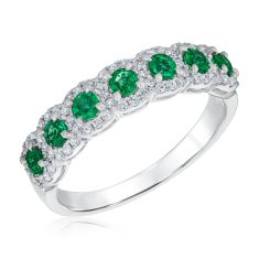 Emerald and 1/4ctw Diamond White Gold Ring - Watercolor Collection