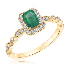 Emerald and 1/4ctw Diamond Yellow Gold Ring - Watercolor Collection