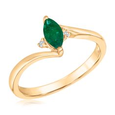 Emerald and Diamond Accent Yellow Gold Ring