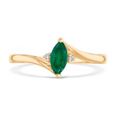 Emerald and Diamond Accent Yellow Gold Ring