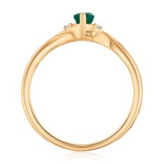 Emerald and Diamond Accent Yellow Gold Ring