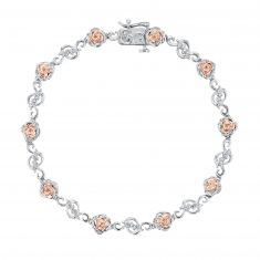 Enchanted Disney Fine Jewelry 1/6ctw Diamond Belle's Rose Two-Tone Bracelet
