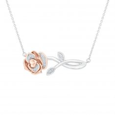 Enchanted Disney Fine Jewelry Belle's Rose Diamond Necklace 1/20ctw