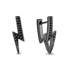 Enchanted Disney Fine Jewelry Cruella Treated Black Diamond Lightning Bolt Earrings 1/5ctw