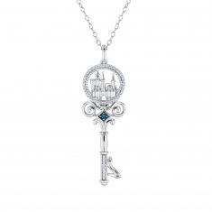 Enchanted Disney Fine Jewelry Diamond Cinderella's Key Pendant Necklace 1/10ctw