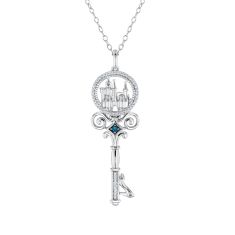 Enchanted Disney Fine Jewelry Diamond Cinderella's Key Pendant Necklace 1/10ctw